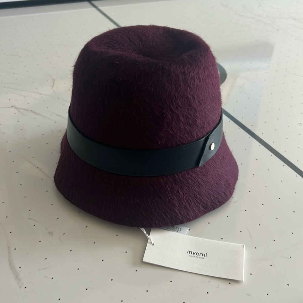 Inverni - Felt Cloche Hat - 100% Rabbit with leather trim - Made In Italy